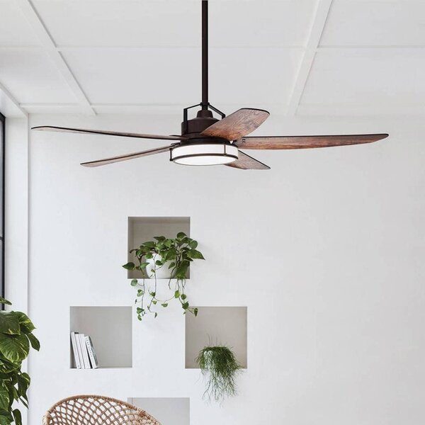 Beacon Lighting Stropní ventilátor s osvětlením Louisville, bronzový, tichý, stmívatelný, Tmavé dřevo, Obývací pokoj / jídelna, Dřevo