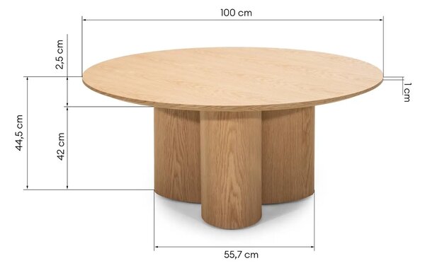 NovaNook Dubový konferenční stolek Naora ⌀100 cm
