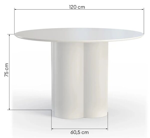 NovaNook Béžovošedý lakovaný jídelní stůl ⌀Colona 120 cm