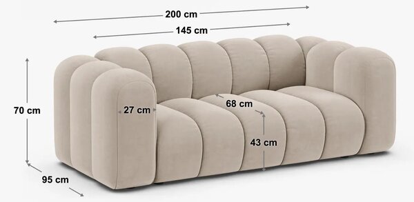 Micadoni Béžová dvoumístná pohovka Lupine 200 cm
