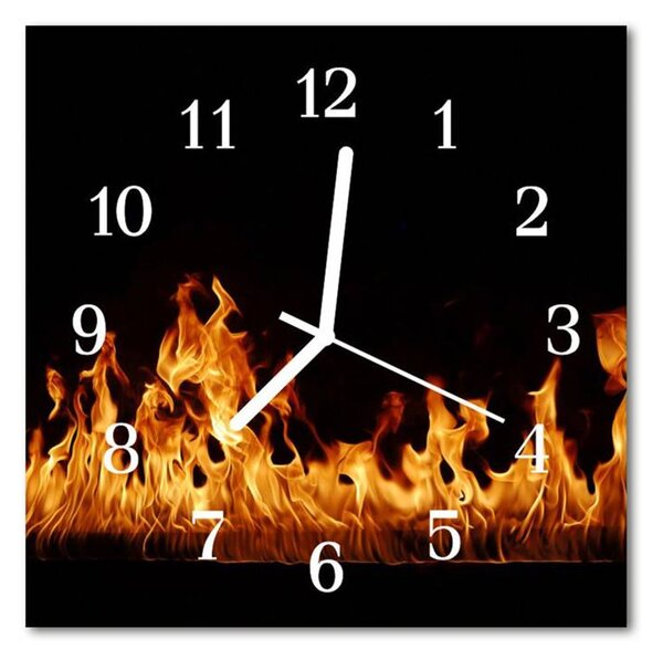 Nástěnné hodiny obrazové na skle - Oheň