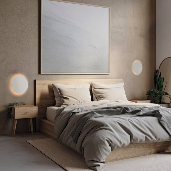 TK Lighting Nástěnné svítidlo Luna, béžová barva, nepřímé světlo, Ø 30 cm, ocel, stmívatelný, Krémová / jantar, Obývací pokoj / jídelna, kov