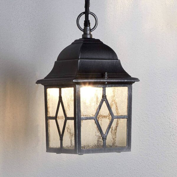 Searchlight Venkovní závěsné světlo Genoa s olovnatým sklem, Hliník / šedá / zinek, Hliník, Lucerna
