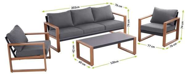 Sestava zahradního nábytku ZENTO - antracitová / hnědá