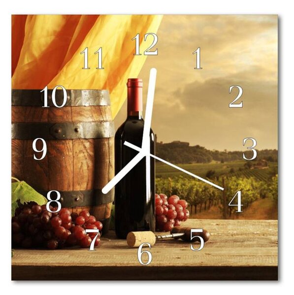 Nástěnné hodiny obrazové na skle - Víno červené