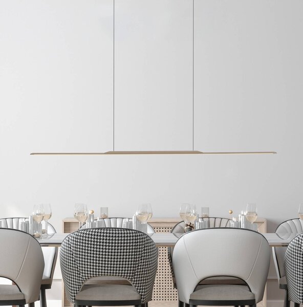 PURE Závěsné světlo Surface, bronzová, 125 cm, hliník, 3 000 K, stmívatelný, Bronz / starožitná mosaz, Obývací pokoj / jídelna, Hliník, Moderní