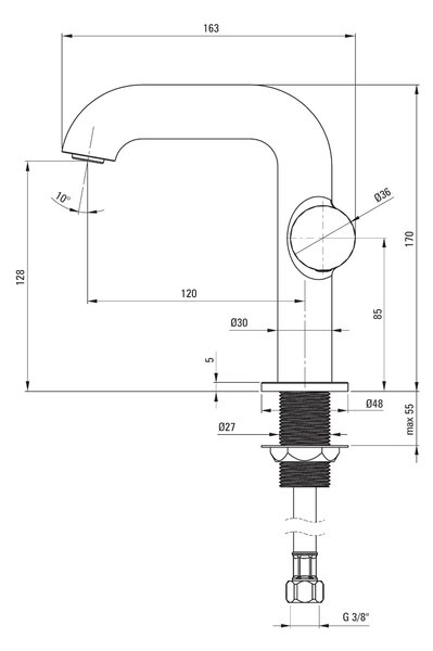 Deante Silia Hexa, umyvadlová baterie h-170, broušená ocel, DEA-BHS_F24M