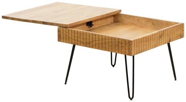 KONFERENČNÍ STOLEK, černá, barvy akácie, dřevo, kov, 70/70/45 cm Carryhome - Konferenční stolky