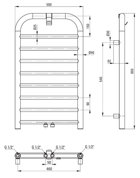 Deante Silia, koupelnový radiátor 500x850 mm, 335W, bílá matná, DEA-AGI_AG31