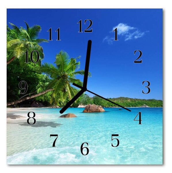Nástěnné hodiny obrazové na skle - Pláž