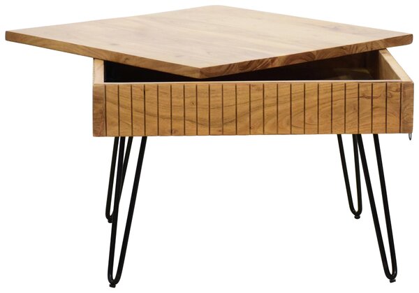KONFERENČNÍ STOLEK, černá, barvy akácie, dřevo, kov, 70/70/45 cm Carryhome - Konferenční stolky