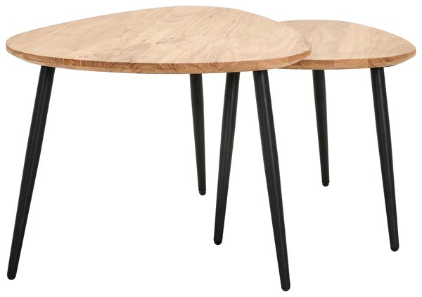 SADA KONFERENČNÍCH STOLKŮ, černá, barvy akácie, dřevo, kov, 74/68/45 cm Carryhome - Konferenční stolky
