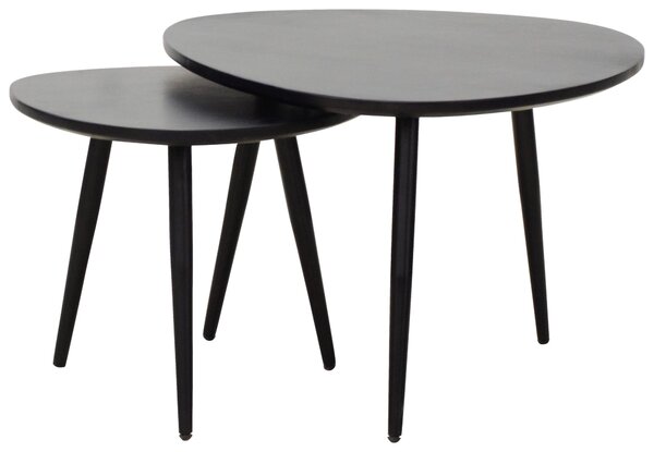 SADA KONFERENČNÍCH STOLKŮ, černá, dřevo, kov, 74/68/45 cm Carryhome - Konferenční stolky