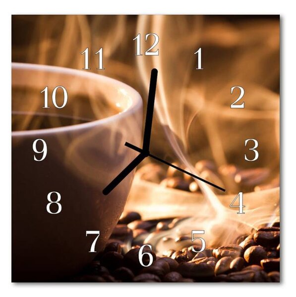 Nástěnné hodiny obrazové na skle - Káva presso