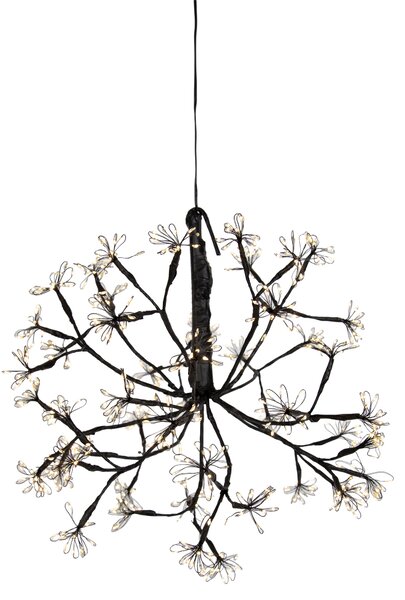 Vánoční závěsné svítidlo Koule černá 40cm vč. LED s časovačem IP44 - Nobu