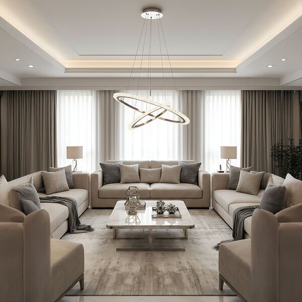 Toolight Toolight, LED závěsné osvětlení 60cm, 38W, 3500lm + dálkové ovládání, LHJ045-CP2, broušená ocel, OSW-50050