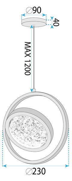 Toolight Toolight, křišťálové závěsné svítidlo 8W, 3000K, 500lm, LHJ106-1CP, růžové zlato, OSW-50070