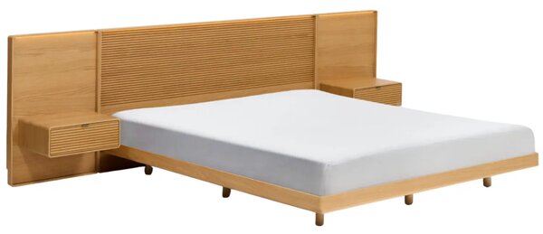 Kave Home Dubová postel Norlen 180 x 200 cm s nočními stolky