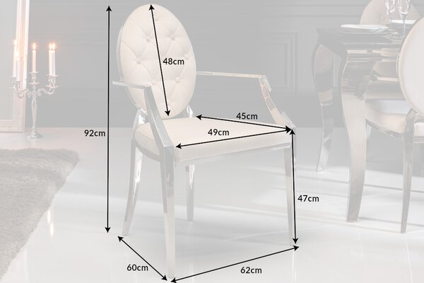 Designová židle s opěrkami Rococo II béžová