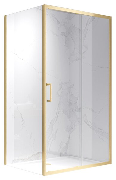 BPS-koupelny Obdélníkový sprchový kout HYD-OK104B 110x90 zlatý kartáčovaný/transparent - bez vaničky