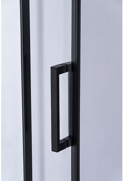 BPS-koupelny Posuvné sprchové dveře HYD-PD03B 100 černá/transparent pro instalaci do niky + vanička HYD-OSV-SXL03C 100x80 černá