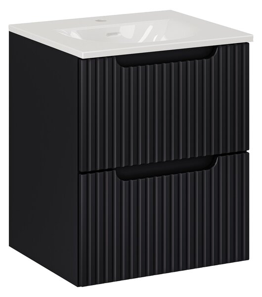 Comad Koupelnová skříňka s keramickým umyvadlem Nova Black 50 cm - černá mat