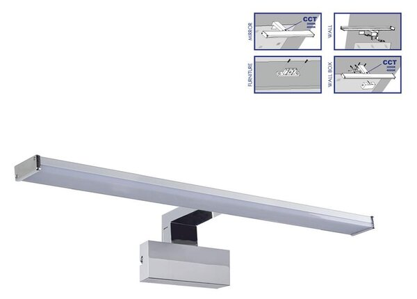 TREMOLO PLUS koupelnové nástěnné svítidlo LED 10W 1050lm 3000K/4000K CCT 60cm IP44, chromové