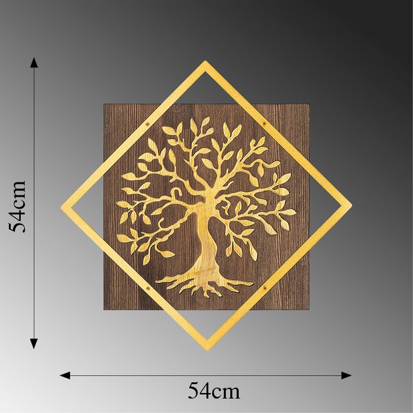 ASIR Nástěnná dekorace TREE dřevo kov zlatá
