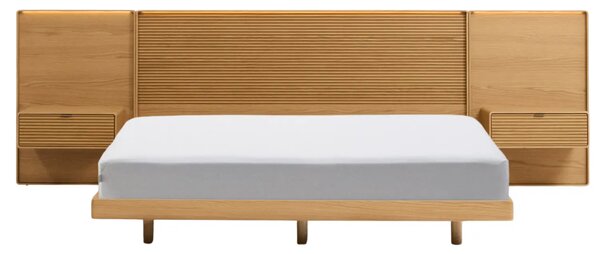Kave Home Dubová postel Norlen 160 x 200 cm s nočními stolky