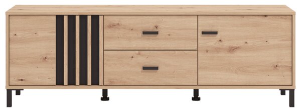 KOMODA POD TELEVIZI, černá, dub artisan, 157/52/40 cm Hom`in - Černé komody