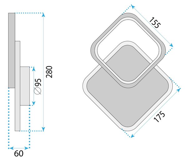 Toolight Toolight, LED nástěnné svítidlo 18W, 3000K, 500lm, LHJ080-W, bílá, OSW-50056