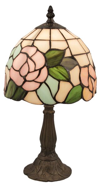 Stolní lampa 5943 skleněné stínidlo zdobené květy