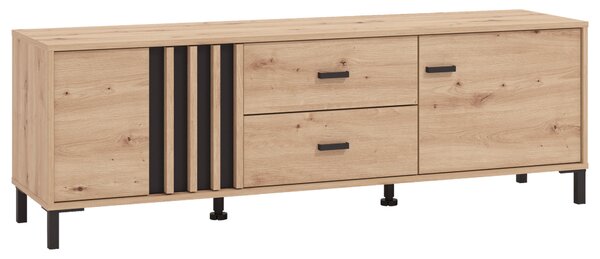 KOMODA POD TELEVIZI, černá, dub artisan, 157/52/40 cm Hom`in - Černé komody