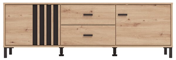 KOMODA POD TELEVIZI, černá, dub artisan, 157/52/40 cm Hom`in - Černé komody