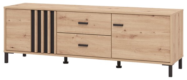 KOMODA POD TELEVIZI, černá, dub artisan, 157/52/40 cm Hom`in - Černé komody