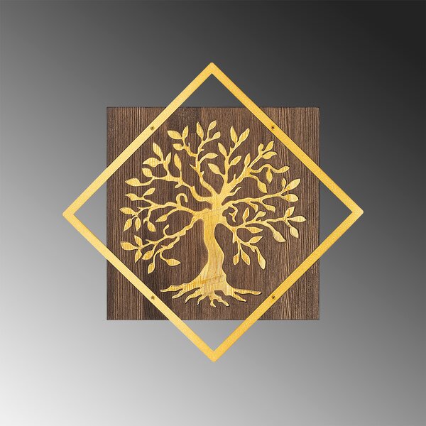 ASIR Nástěnná dekorace TREE dřevo kov zlatá