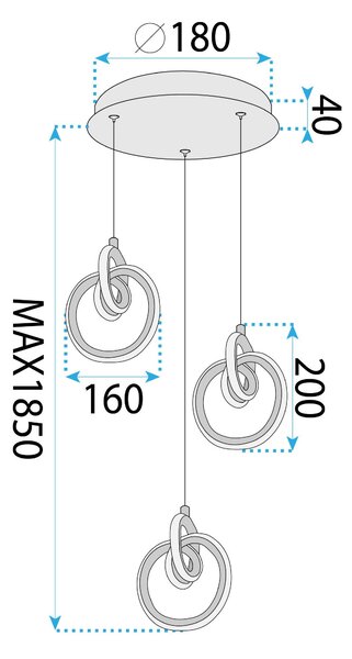 Toolight Toolight, LED závěsné osvětlení 33W, 3000K, 3500lm, LHJ093-3CP, zlatá lesklá, OSW-50066