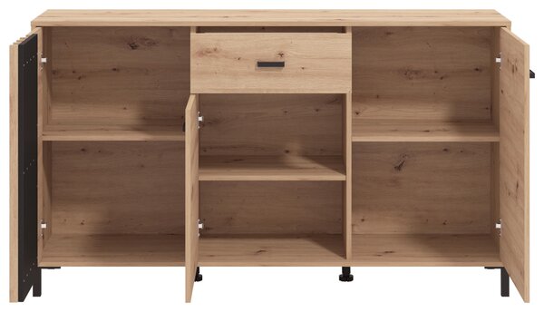 ŠIROKÁ KOMODA, černá, dub artisan, 157/90/40 cm Hom`in - Komody na nožičkách