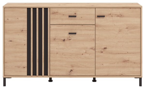 ŠIROKÁ KOMODA, černá, dub artisan, 157/90/40 cm Hom`in - Komody na nožičkách
