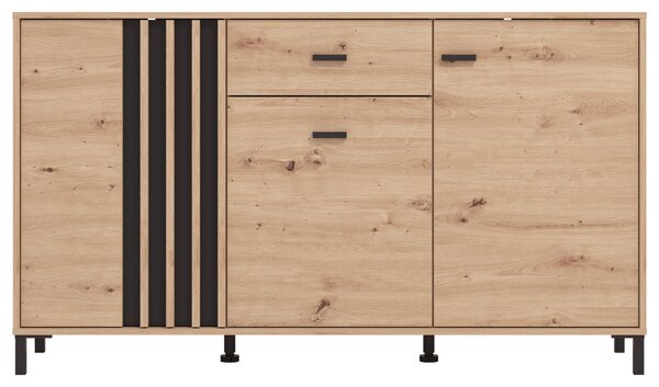 ŠIROKÁ KOMODA, černá, dub artisan, 157/90/40 cm Hom`in - Komody na nožičkách