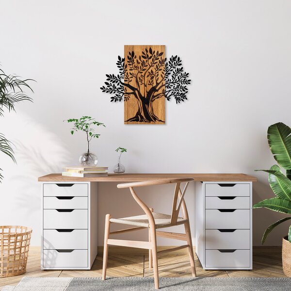 ASIR Nástěnná dekorace TREE dřevo kov černá