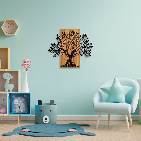 ASIR Nástěnná dekorace TREE dřevo kov černá