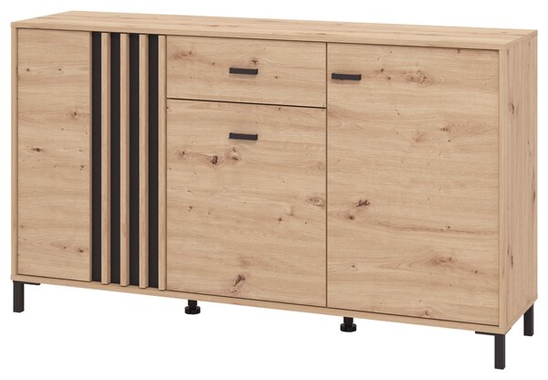 ŠIROKÁ KOMODA, černá, dub artisan, 157/90/40 cm Hom`in - Komody na nožičkách
