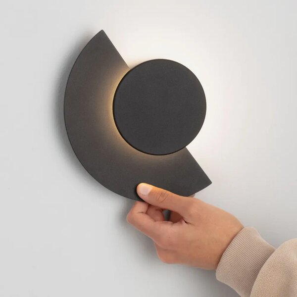Nova Luce Černé kovové venkovní nástěnné LED světlo Gloo 17 cm