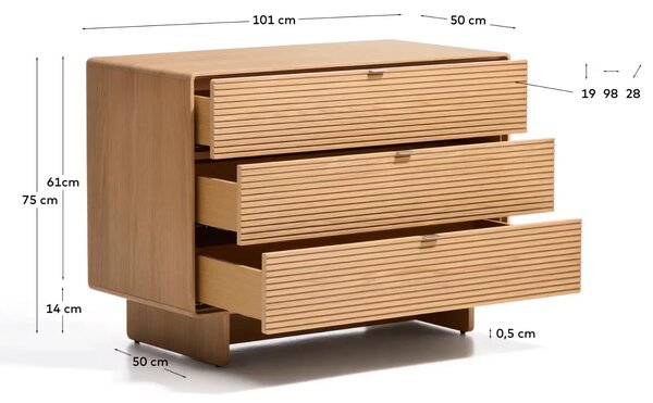 Kave Home Dubová komoda Norlen 101 x 50 cm