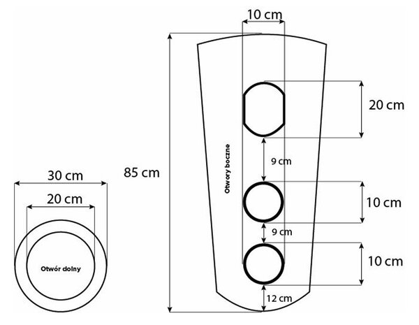 BPS-koupelny Volně stojící keramické umyvadlo HYD-LO-BL-400 ø40 cm, černá lesklá
