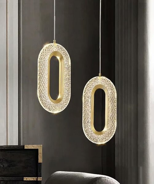 Toolight Toolight, LED křišťálový závěsný lustr, 7W, 500lm, G113-1CP, zlatá, OSW-09708