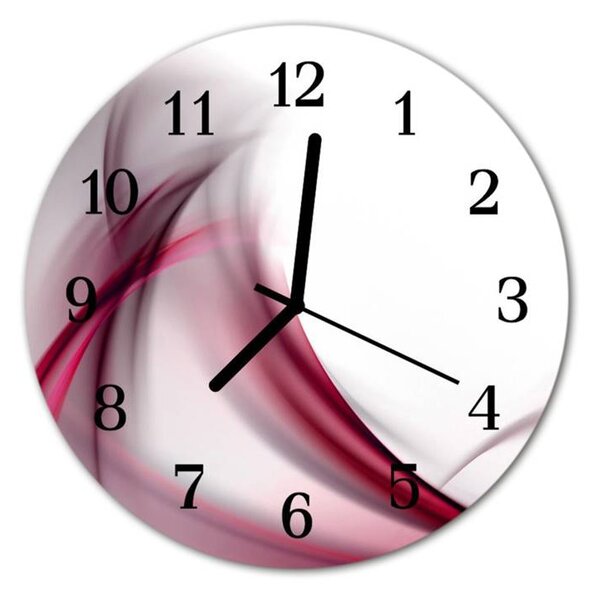 Nástěnné hodiny obrazové na skle - Abstrakt růžovočervený
