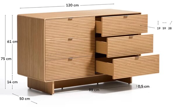 Kave Home Dubová komoda Norlen 120 x 50 cm