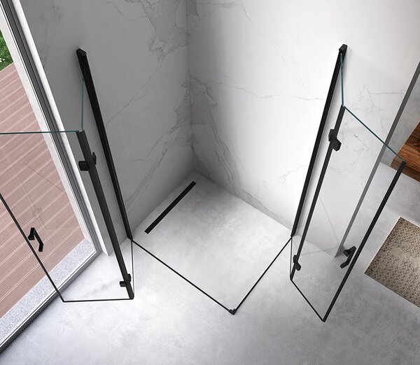 BPS-koupelny Obdélníkový sprchový kout HYD-OK13A 100x90 černý/transparent + vanička HYD-OSV-ST04A bílá